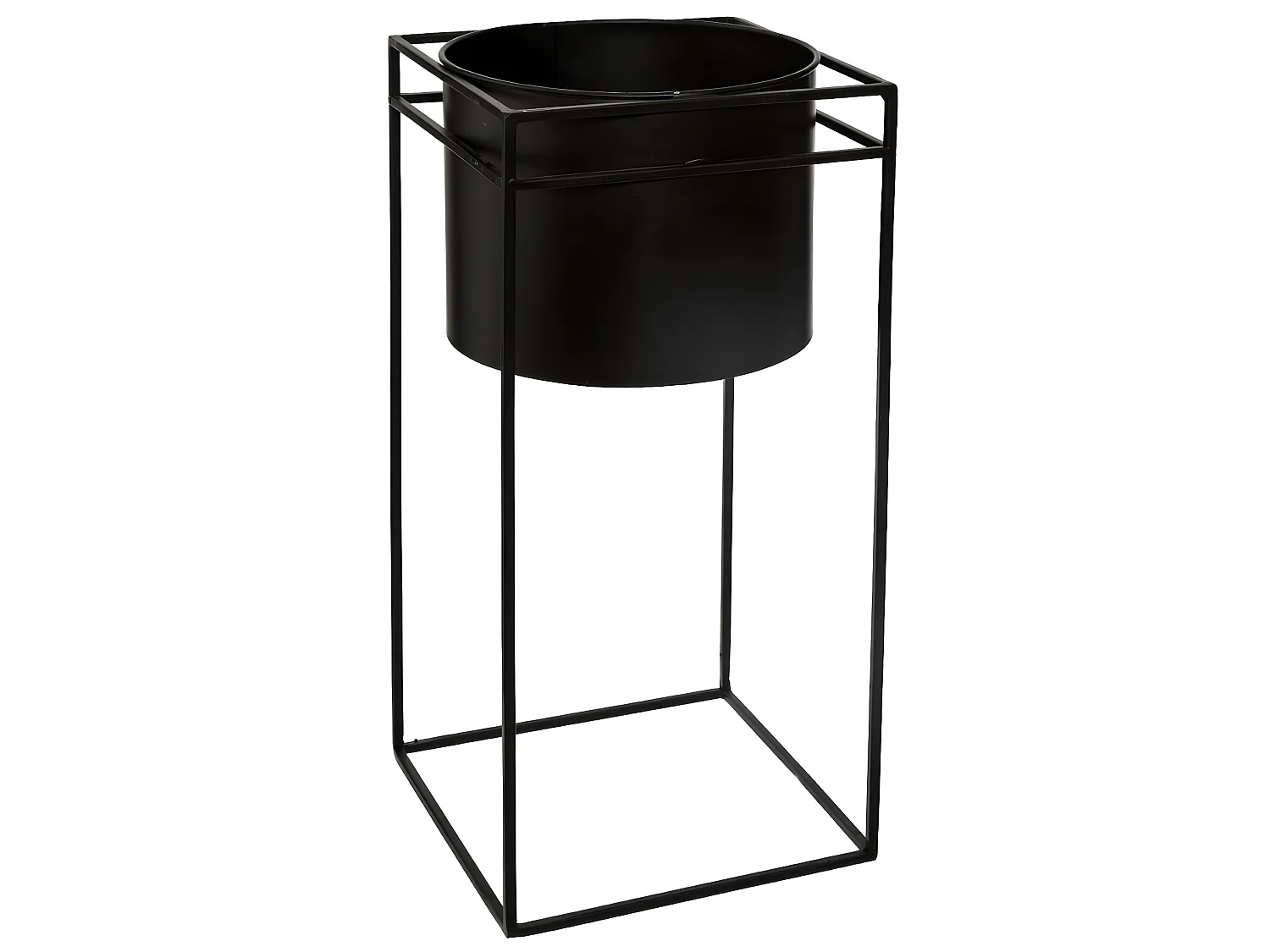 Set de 2 Pots noir avec support en métal