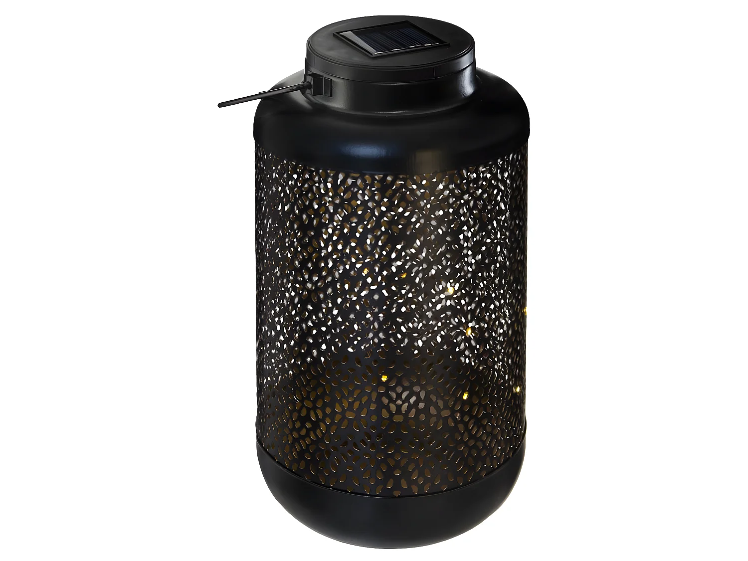 Lanterne solaire en métal coloris noir - L. 12 x l. 12 x H. 25,5 cm
