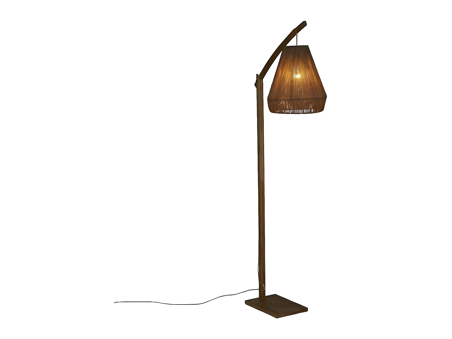 Lampe à poser, lampadaire droit en bambou coloris beige -  diamètre 59 x Hauteur 158 cm