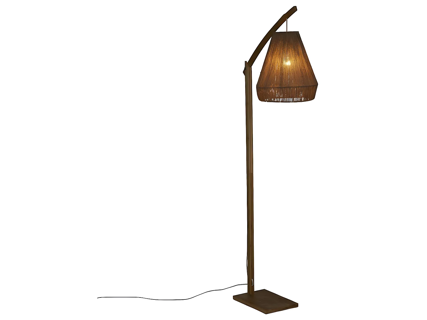Lampe à poser, lampadaire droit en bambou coloris beige -  diamètre 59 x Hauteur 158 cm
