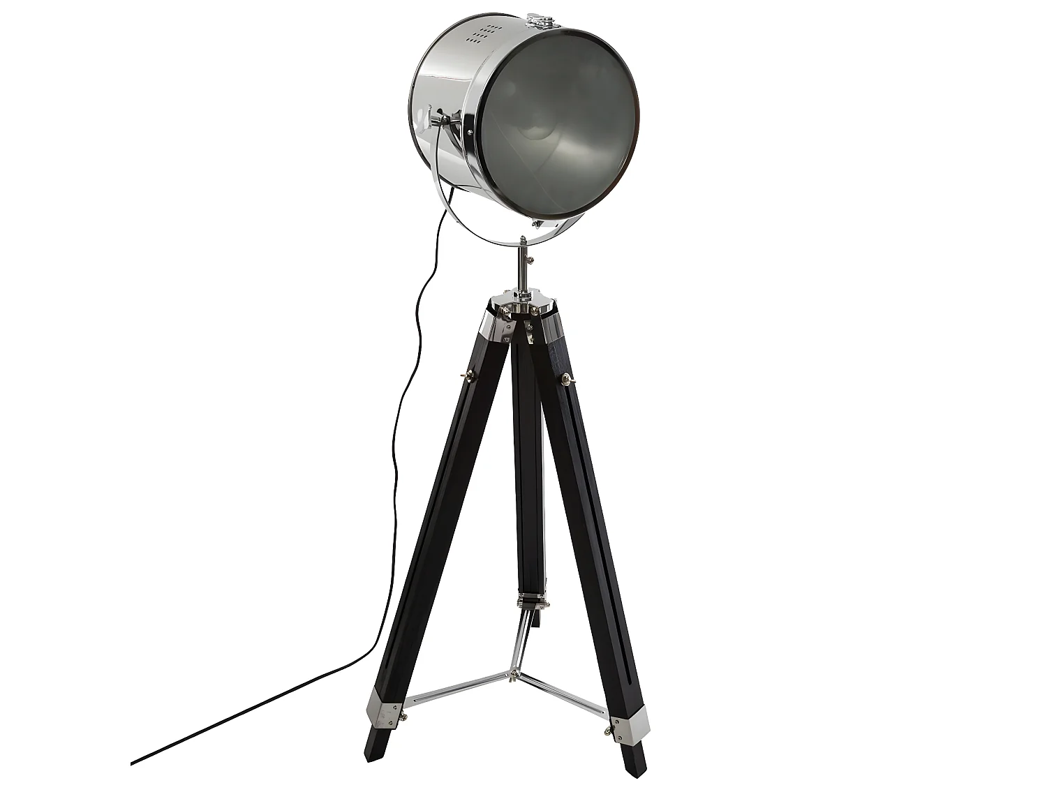 Lampadaire en métal / bois noir - H152