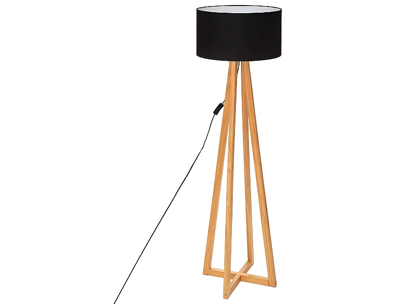 Lampadaire en bois coloris noir - Diamètre 39,5 x Hauteur 141 cm