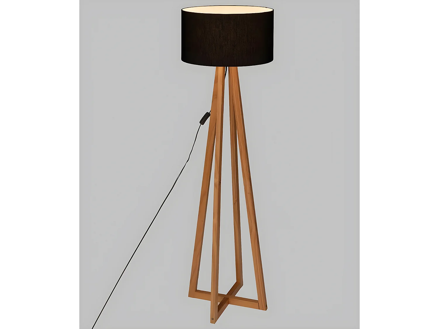 Lampadaire en bois coloris noir - Diamètre 39,5 x Hauteur 141 cm