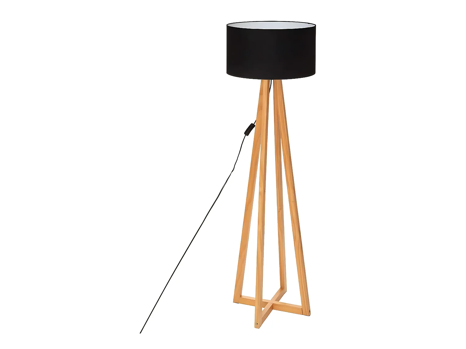 Lampadaire en bois coloris noir - Diamètre 39,5 x Hauteur 141 cm