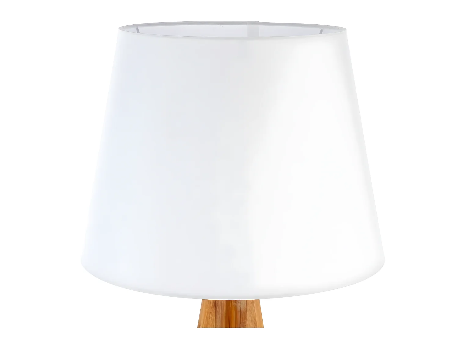 Lampadaire trépied, lampadaire en polyester coloris blanc, pieds en bambou coloris naturel