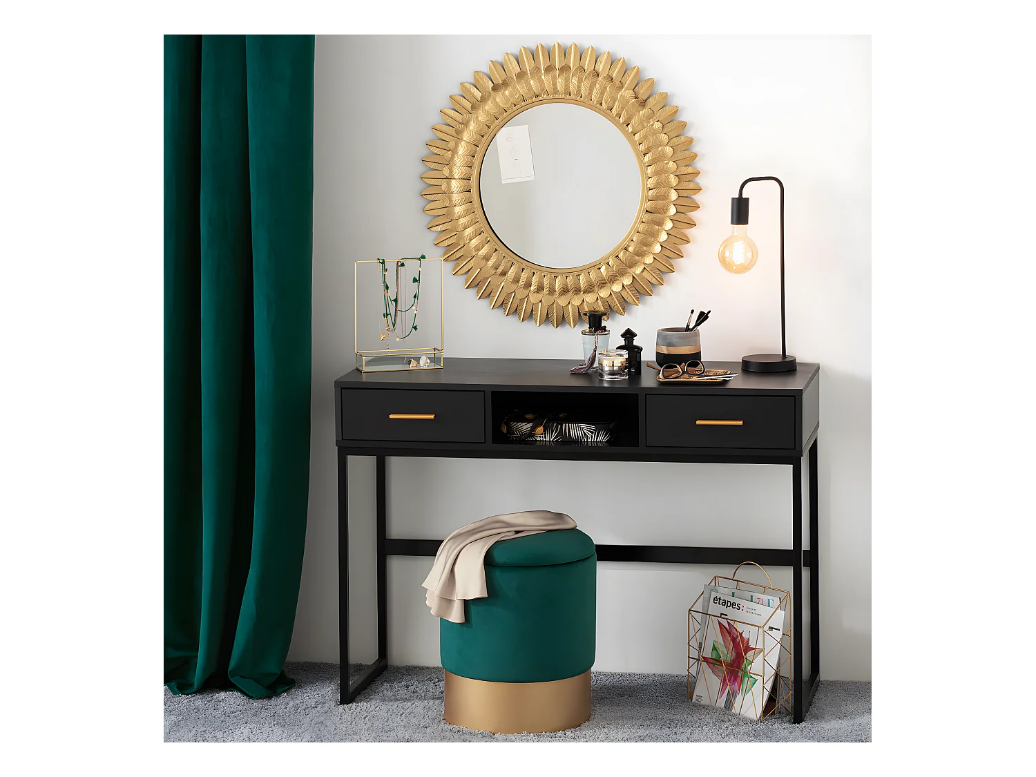 Lampadaire en métal coloris noir - D.20 x H.150 cm