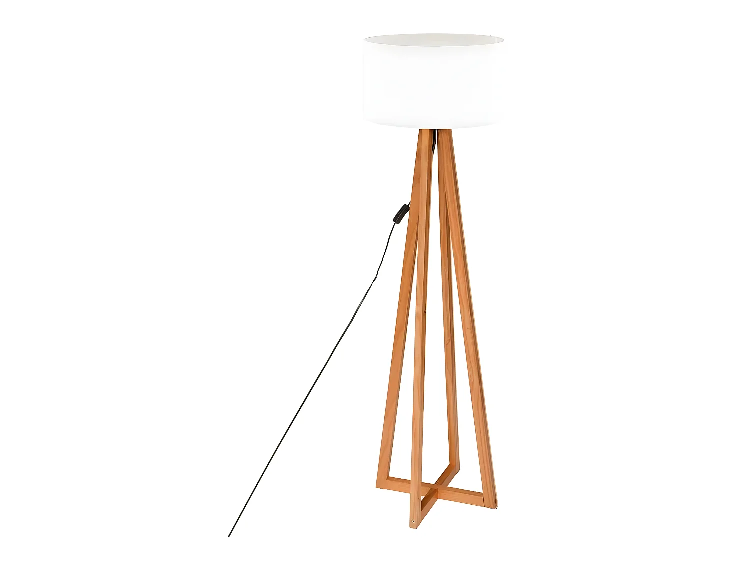 Lampadaire en bois coloris blanc - Diamètre 39,5 x Hauteur 141 cm