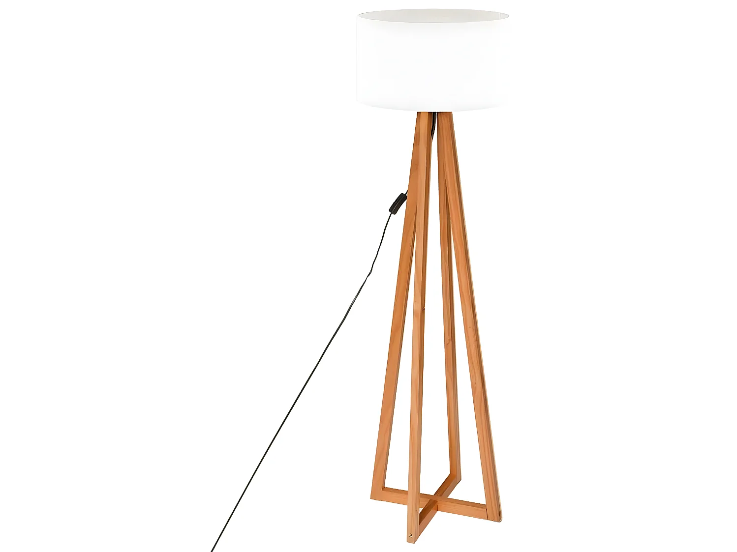 Lampadaire en bois coloris blanc - Diamètre 39,5 x Hauteur 141 cm