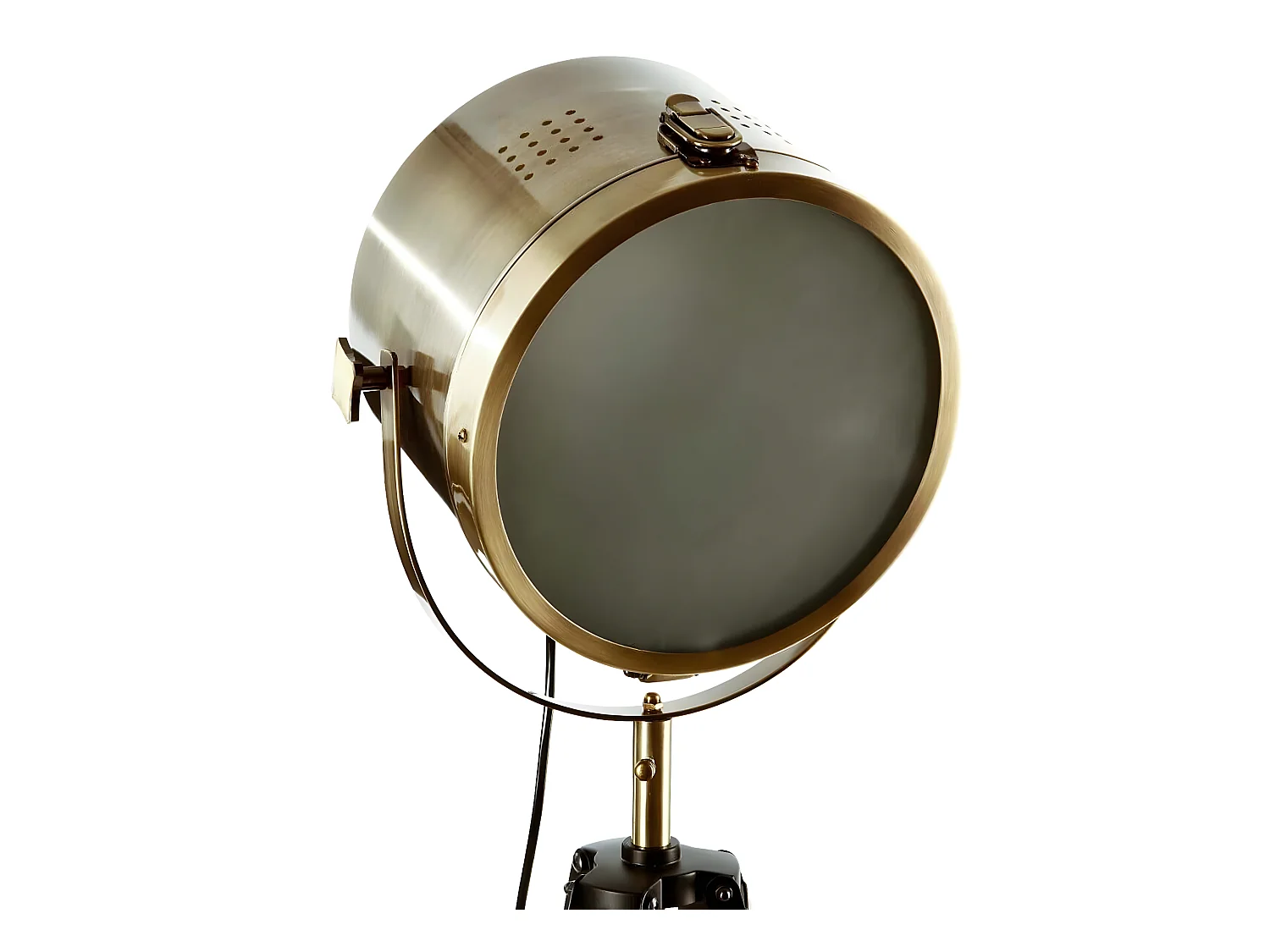 Lampadaire trépied en bois et acier coloris bronze - Longueur 62,5 x Profondeur 57 x Hauteur 150 cm