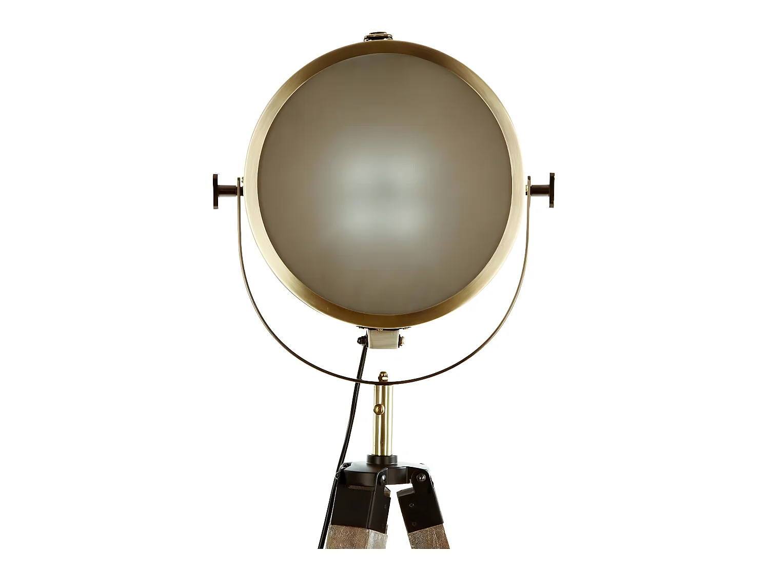 Lampadaire trépied en bois et acier coloris bronze - Longueur 62,5 x Profondeur 57 x Hauteur 150 cm