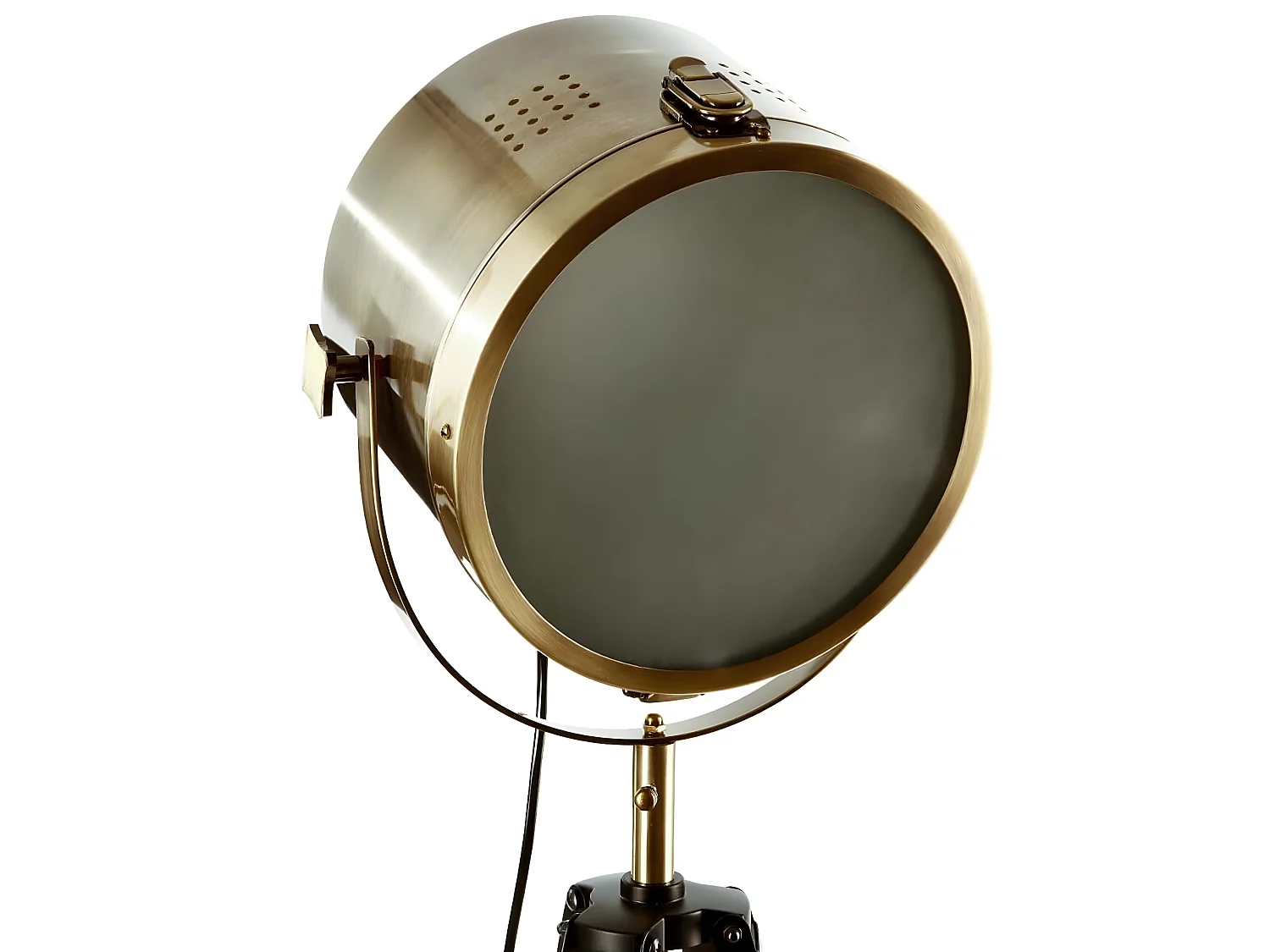 Lampadaire trépied en bois et acier coloris bronze - Longueur 62,5 x Profondeur 57 x Hauteur 150 cm