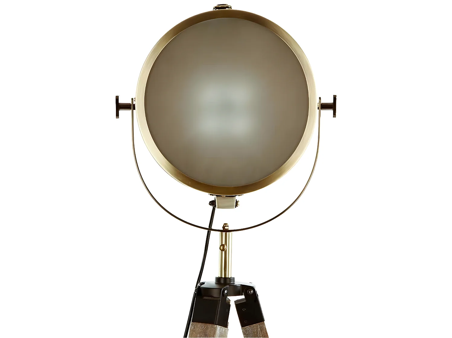 Lampadaire trépied en bois et acier coloris bronze - Longueur 62,5 x Profondeur 57 x Hauteur 150 cm