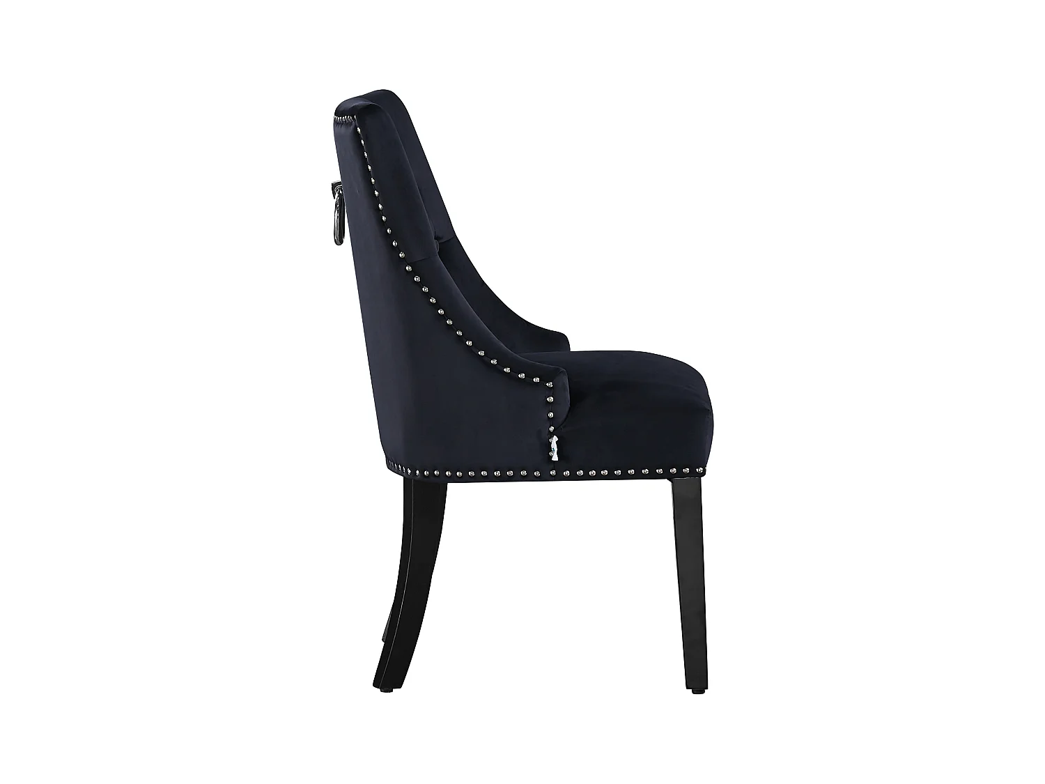 Lot de 6 chaises de salle à manger Windsor - Revêtement en velours et pieds robustes en bois massif - Parfaites pour votre salle à manger et votre salon - Noir