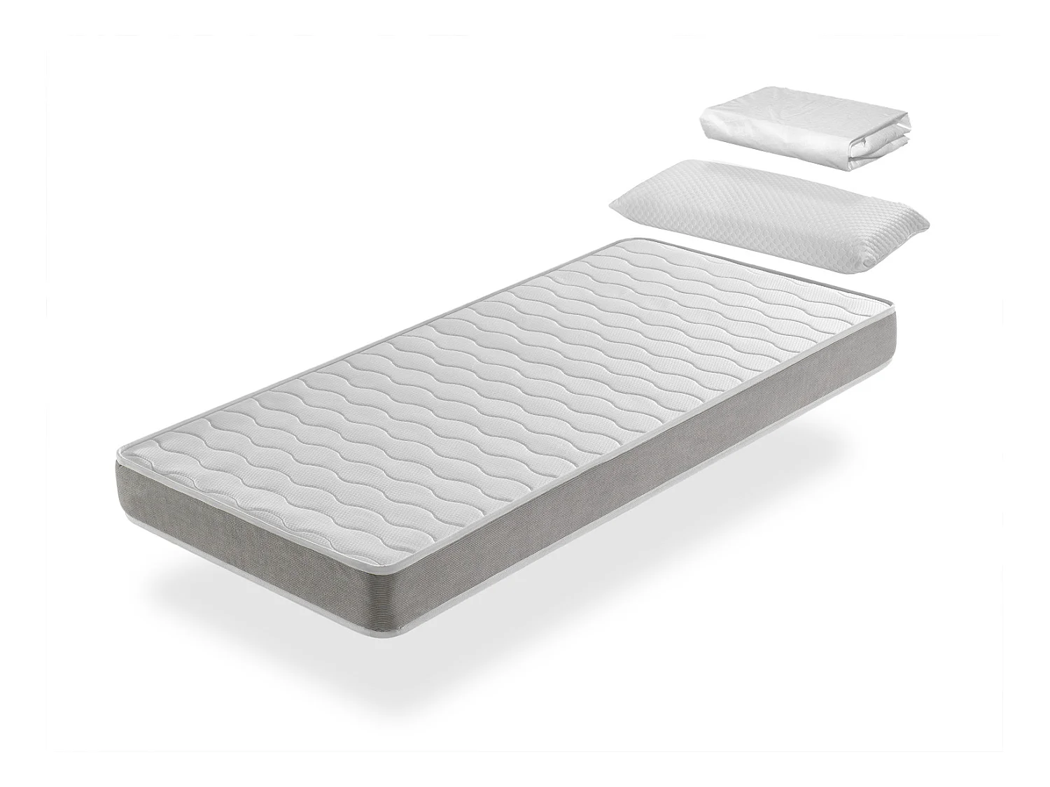 Pack Matelas 80X160 APOLO LIT ENFANT, Epaisseur 14 CM + 1 Oreiller a memoire 80X35 + 1 Protege matelas 80X160