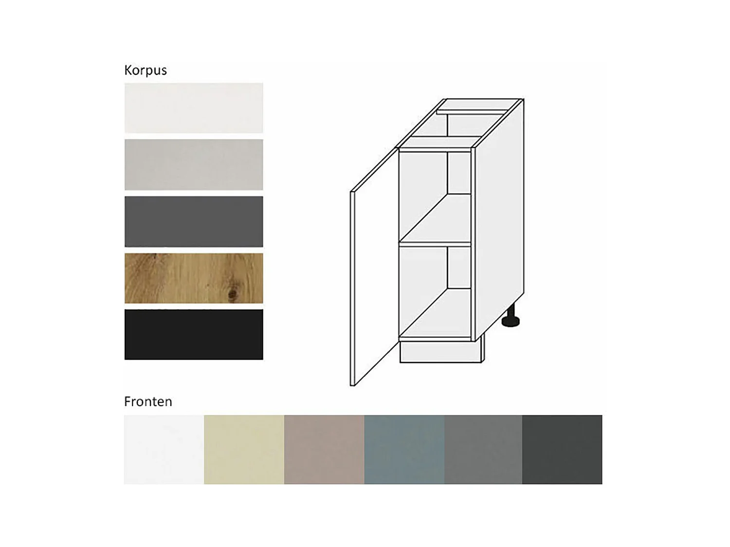 KÜCHENUNTERSCHRANK Kvantum D1D/30 Mint Matt / Lava Matt 30 / 50 / 82cm