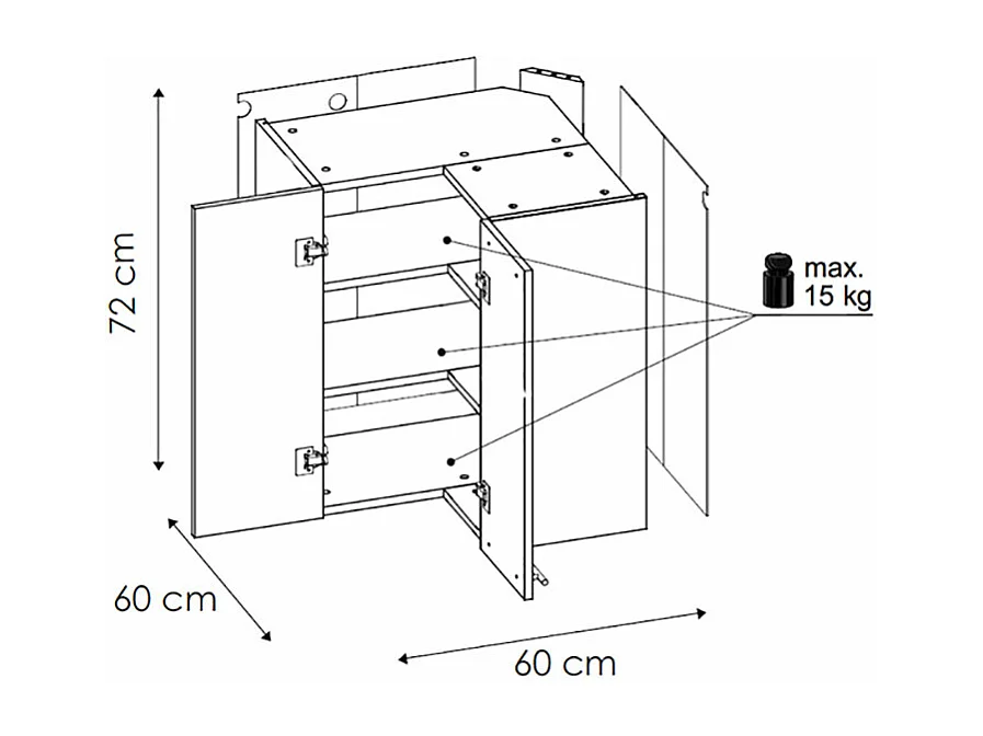 ECKHÄNGESCHRANK Kvantum W12/60 Graphit Matt / Grau Matt 60 / 60 / 72cm