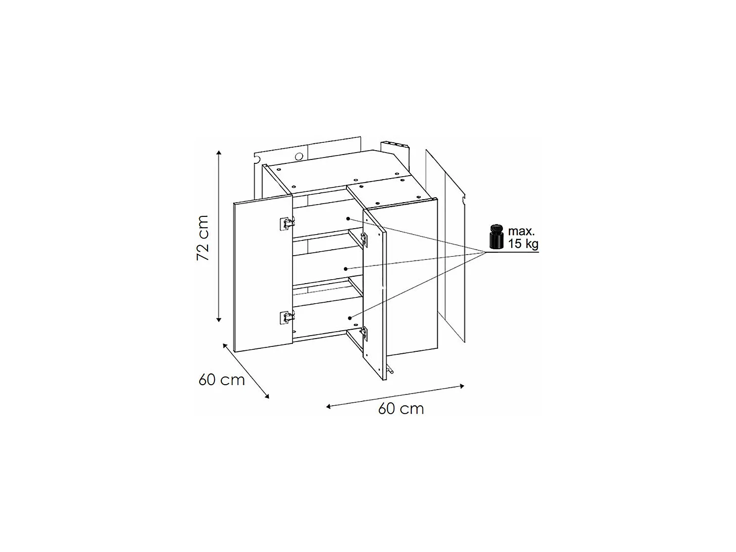 ECKHÄNGESCHRANK Kvantum W12/60 Dust Grey Matt / Schwarz Matt 60 / 60 / 72cm