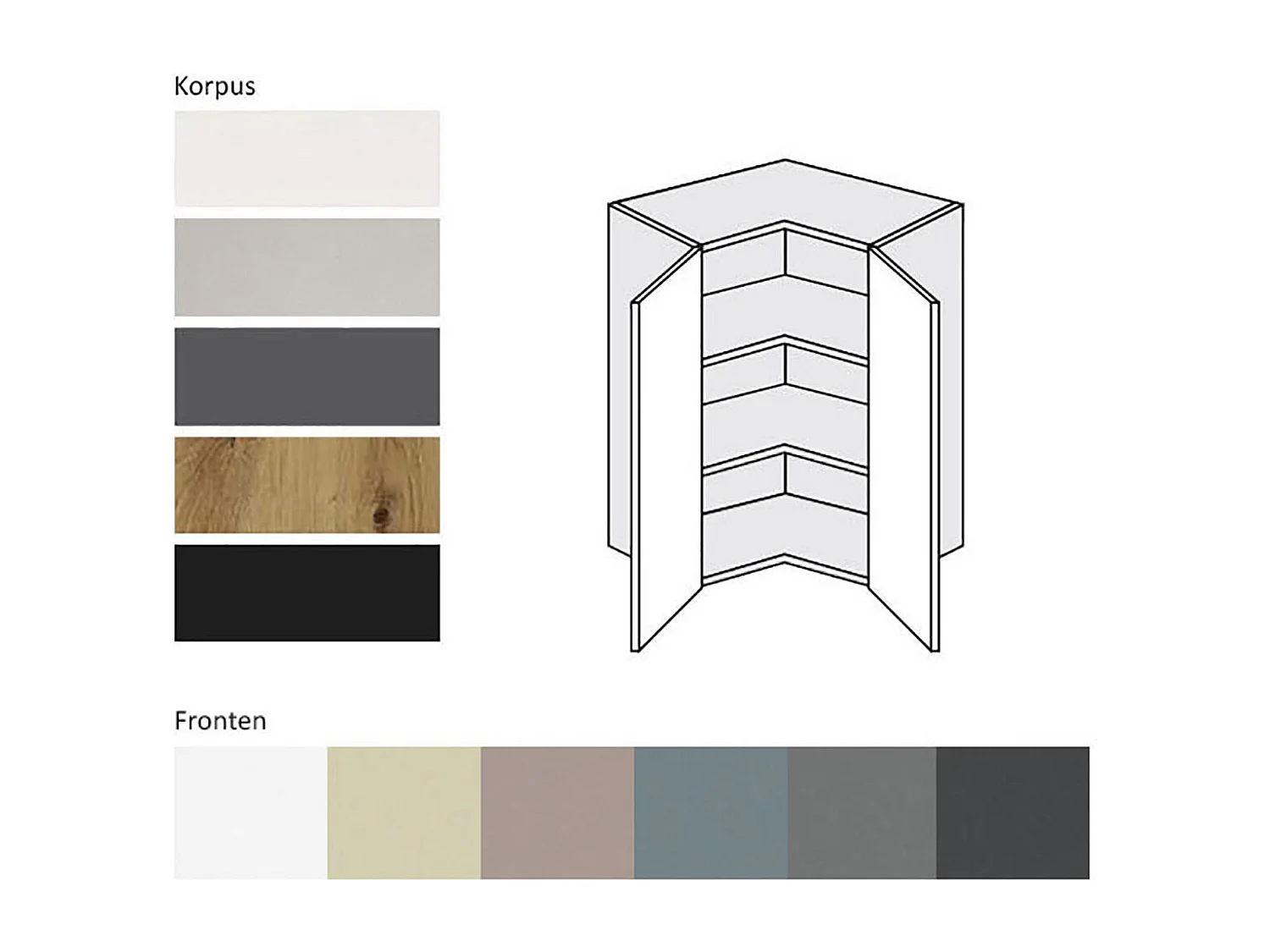 ECKHÄNGESCHRANK Kvantum W12/60 Dust Grey Matt / Weiß Matt 60 / 60 / 72cm