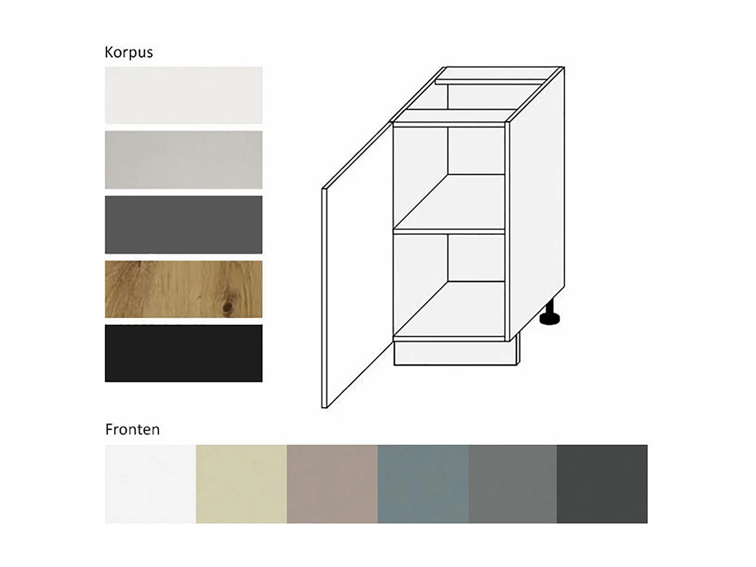 KÜCHENUNTERSCHRANK Kvantum D1D/40 Graphit Matt / Lava Matt 40 / 50 / 82cm