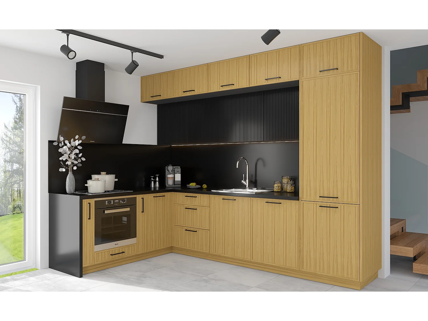 KÜCHENHÄNGESCHRANK Lamello W4/50 Schwarz Matt / Grau 50 / 32,5 / 96cm