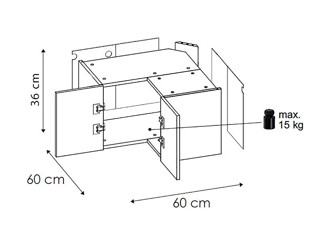 ECKHÄNGESCHRANK Kvantum W12/60/36 Beige Matt / Grau Matt 60 / 60 / 36cm