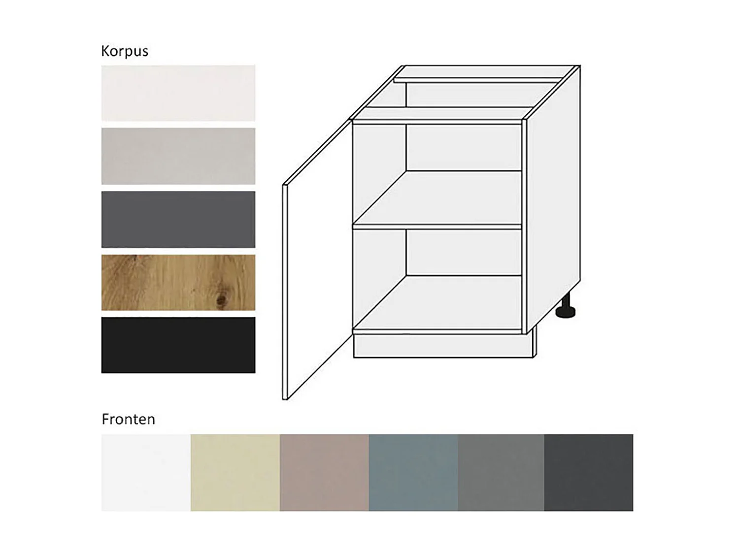 KÜCHENUNTERSCHRANK Kvantum D1D/60 Dust Grey Matt / Weiß Matt 60 / 50 / 82cm