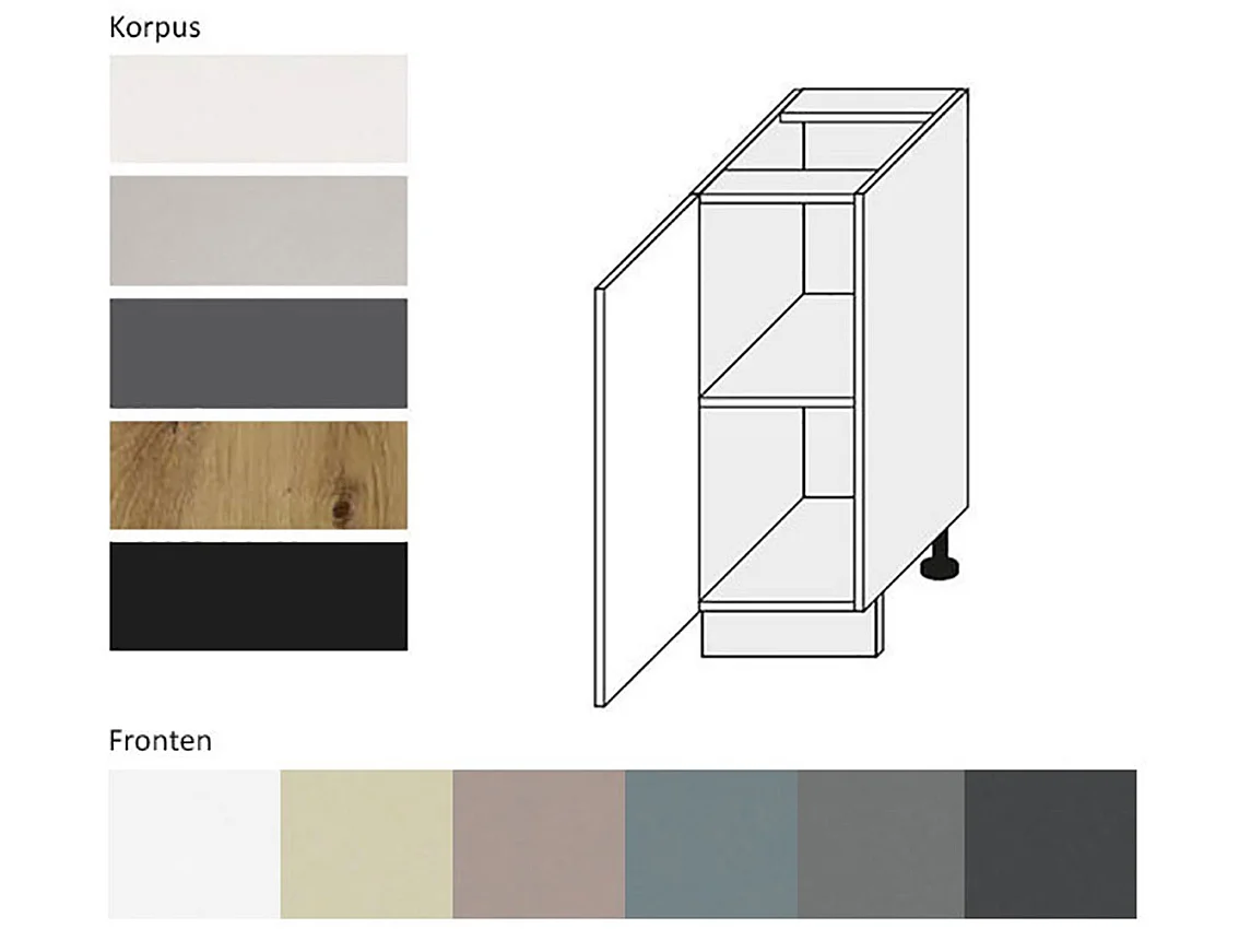 KÜCHENUNTERSCHRANK Kvantum D1D/30 Mint Matt / Grau Matt 30 / 50 / 82cm