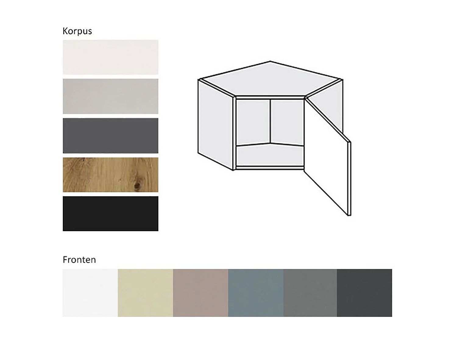 ECKHÄNGESCHRANK Kvantum W10/60/36 Dust Grey Matt / Grau Matt 60 / 60 / 36cm