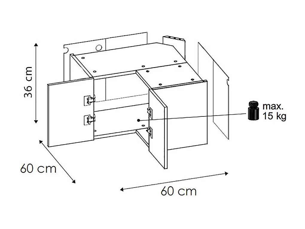 ECKHÄNGESCHRANK Kvantum W12/60/36 Weiß Matt / Lava Matt 60 / 60 / 36cm