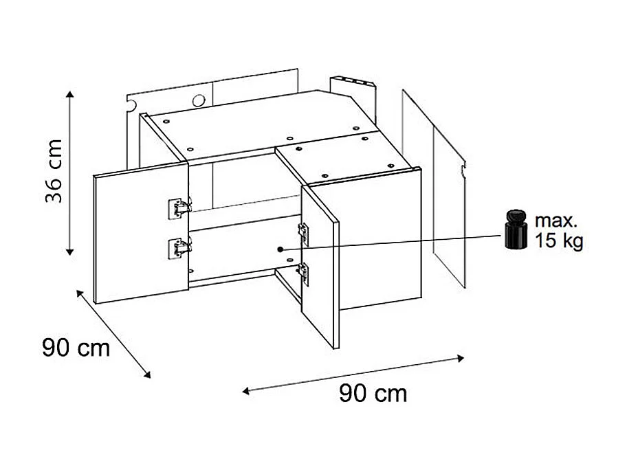 ECKHÄNGESCHRANK Kvantum W14/90/36 Dust Grey Matt / Schwarz Matt 90 / 90 / 36cm