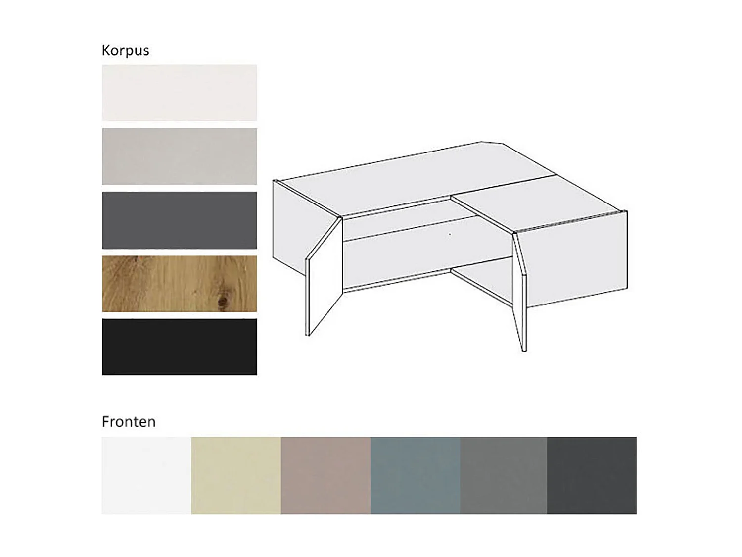 ECKHÄNGESCHRANK Kvantum W14/90/36 Dust Grey Matt / Schwarz Matt 90 / 90 / 36cm