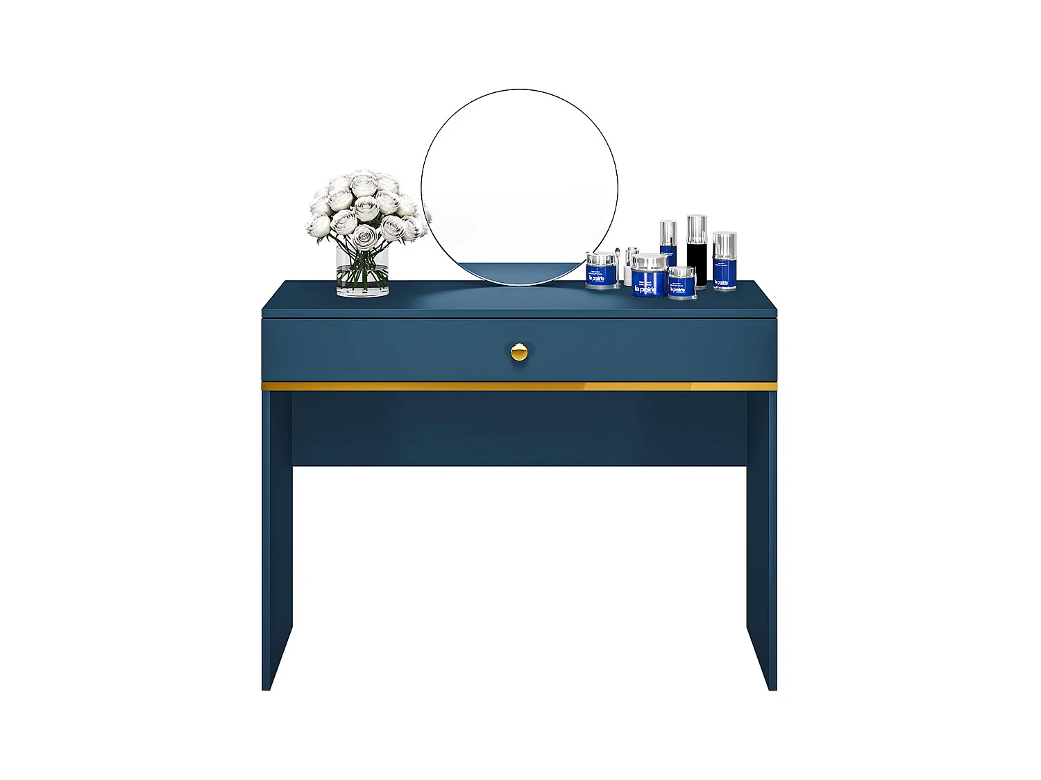 SCHMINKTISCH Marine dunkelblau / gold 100 / 40 / 79cm