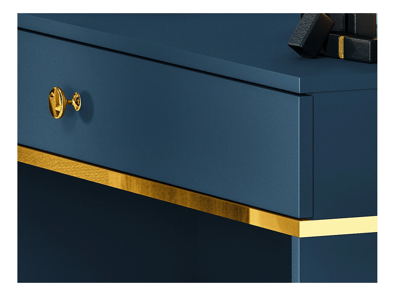 SCHMINKTISCH Marine dunkelblau / gold 100 / 40 / 79cm