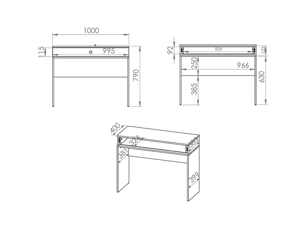 SCHMINKTISCH Marine dunkelblau / gold 100 / 40 / 79cm