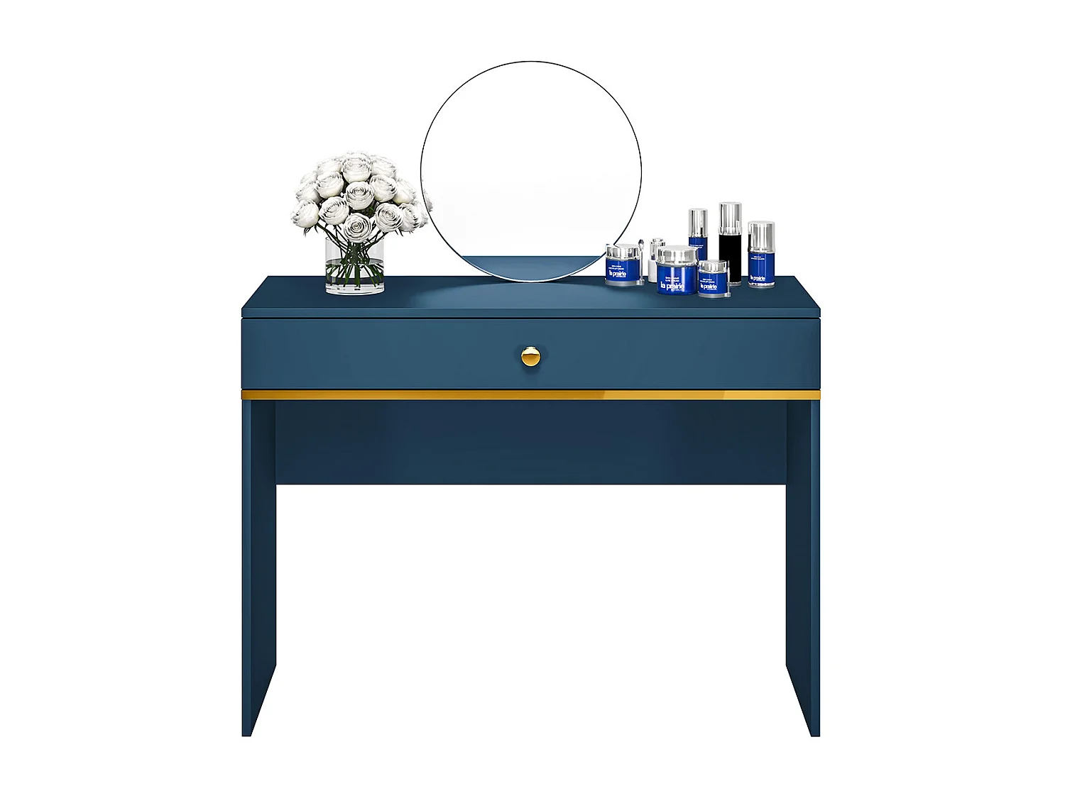 SCHMINKTISCH Marine dunkelblau / gold 100 / 40 / 79cm