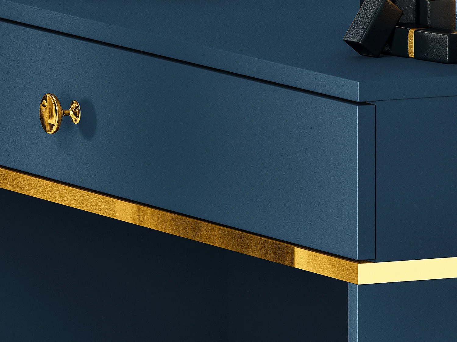 SCHMINKTISCH Marine dunkelblau / gold 100 / 40 / 79cm