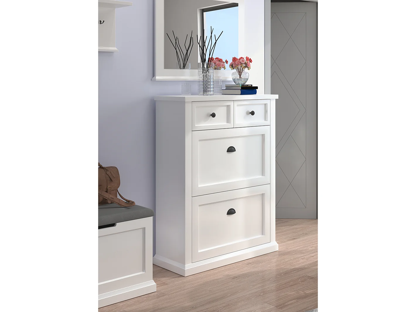 SCHUHSCHRANK Galineo 97,5 / 27,5 / 110cm weiß