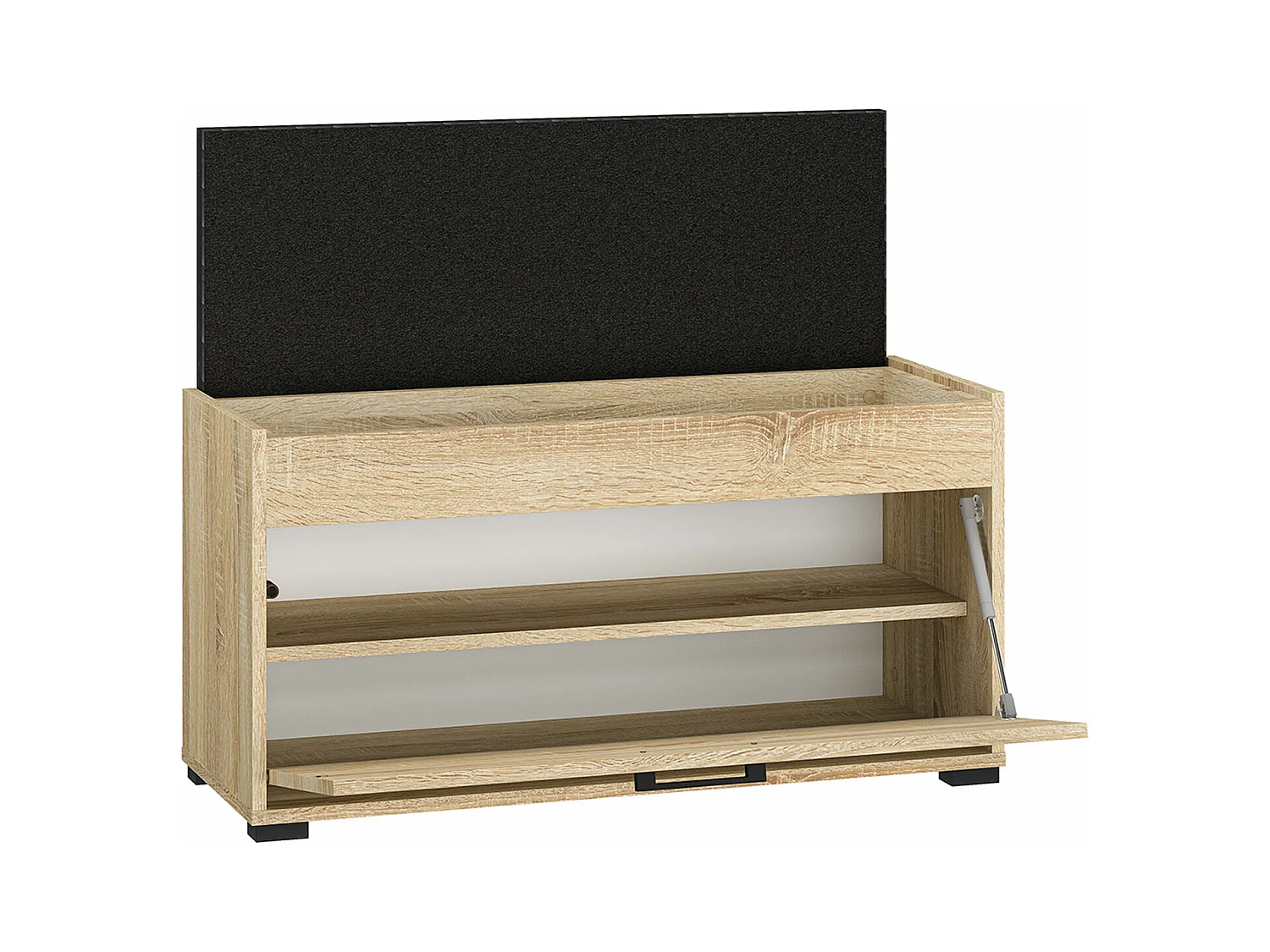 SCHUHBANK Caro Sonoma Eiche hell / schwarz 90 / 34 / 48cm