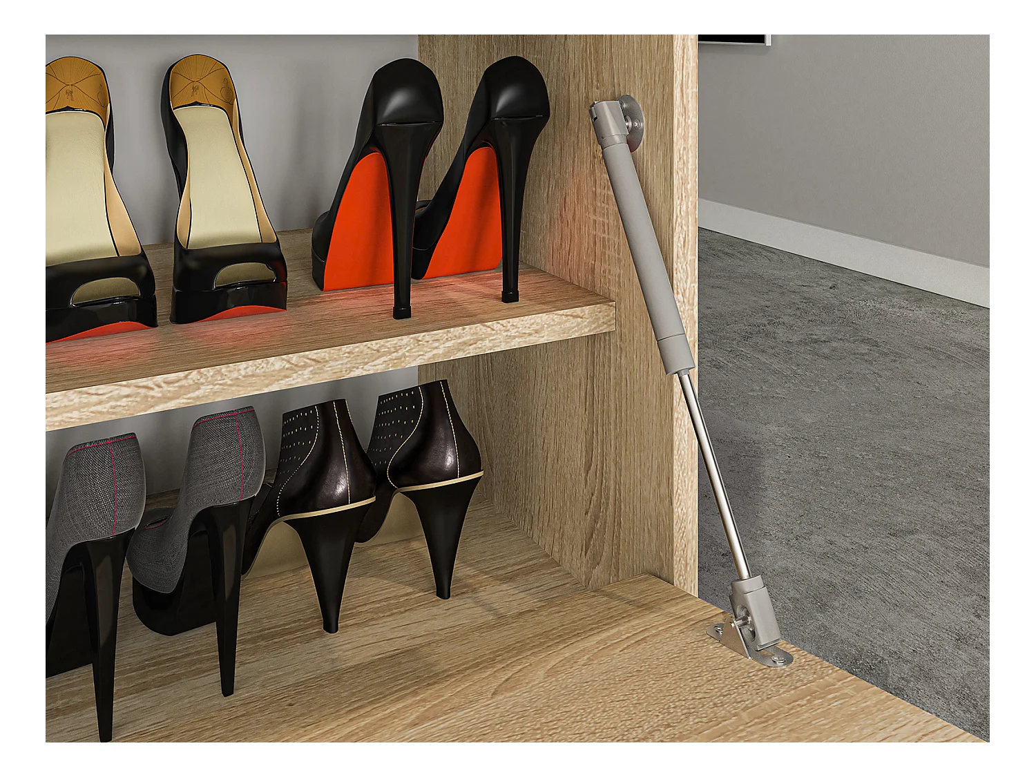 SCHUHBANK Caro Sonoma Eiche hell / schwarz 90 / 34 / 48cm