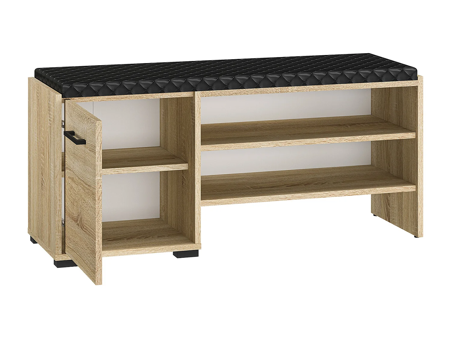 SCHUHBANK Caro Sonoma Eiche hell / schwarz 105 / 34 / 48cm