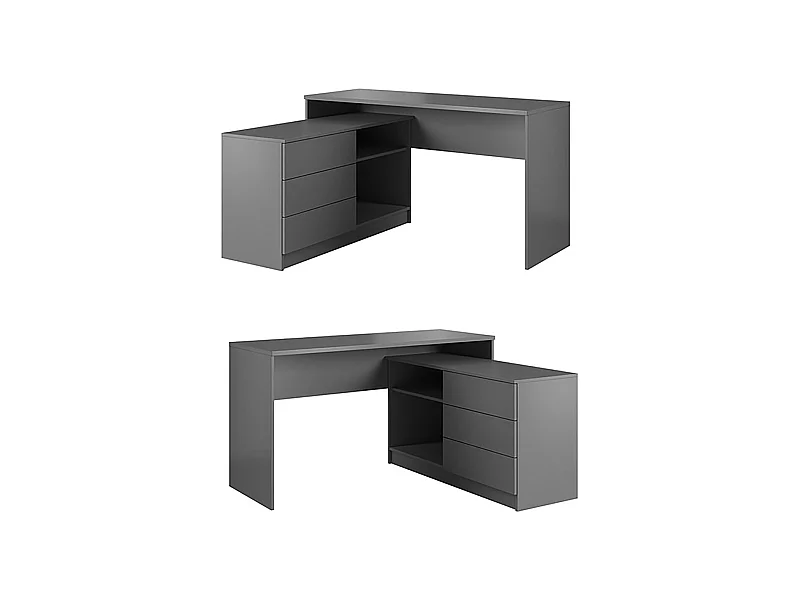 SCHREIBTISCH Teo graphit 138 / 50 / 76cm 2-teilig