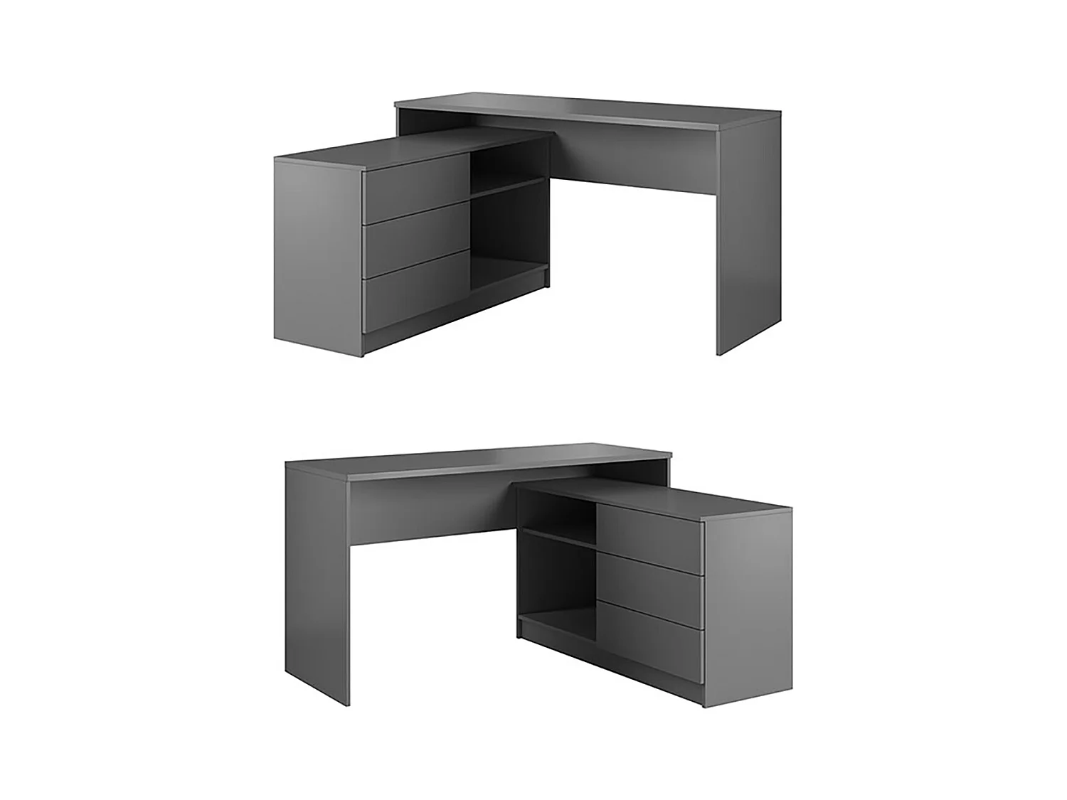 SCHREIBTISCH Teo graphit 138 / 50 / 76cm 2-teilig