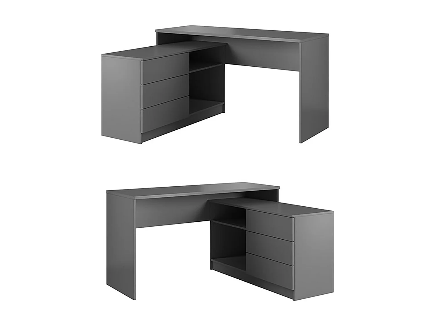 SCHREIBTISCH Teo graphit 138 / 50 / 76cm 2-teilig