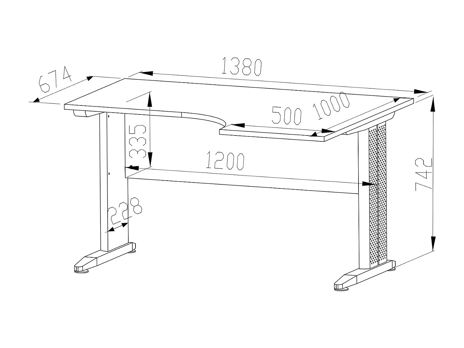 SCHREIBTISCH Optimal Sonoma Eiche hell 138 / 68-100 / 76cm