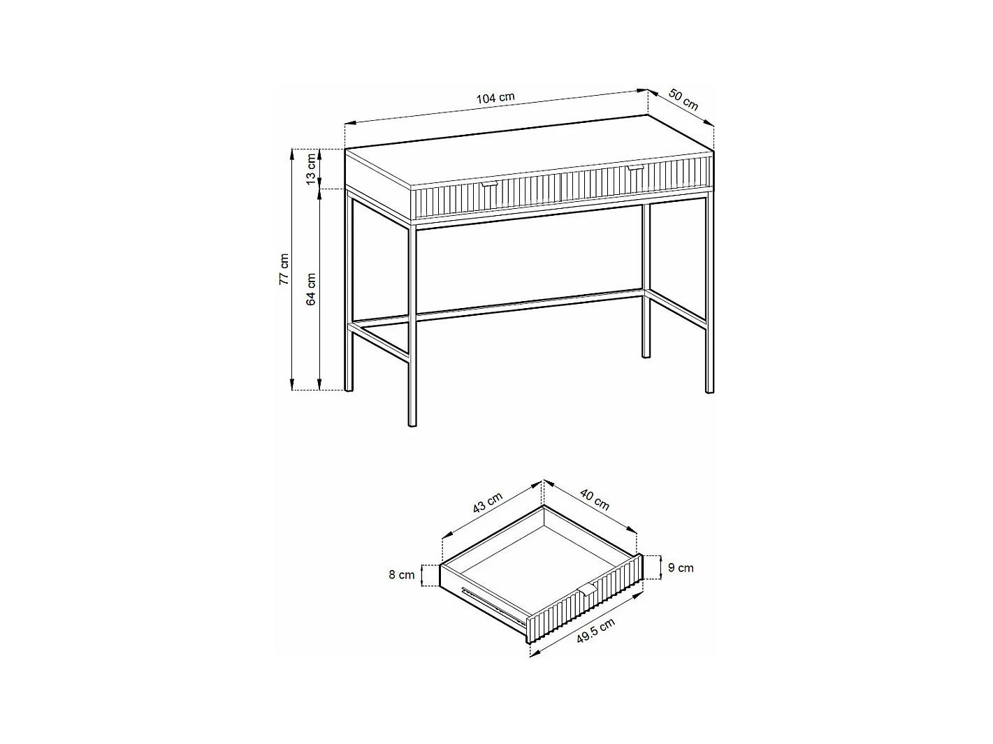 SCHREIBTISCH Nova Weiß / Schwarz 104 / 50 / 78cm