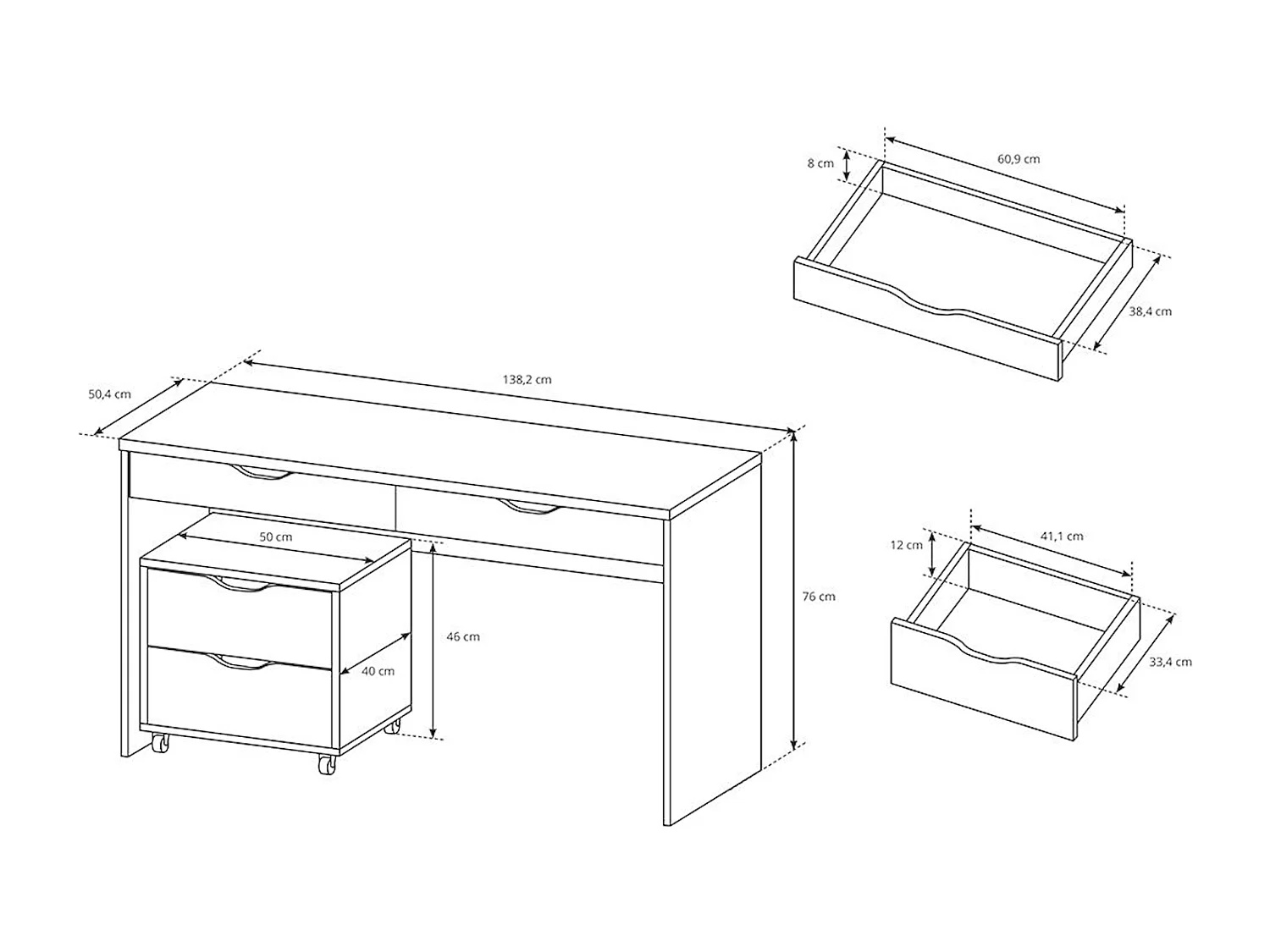 SCHREIBTISCH Mati graphit 138 / 50 / 76cm