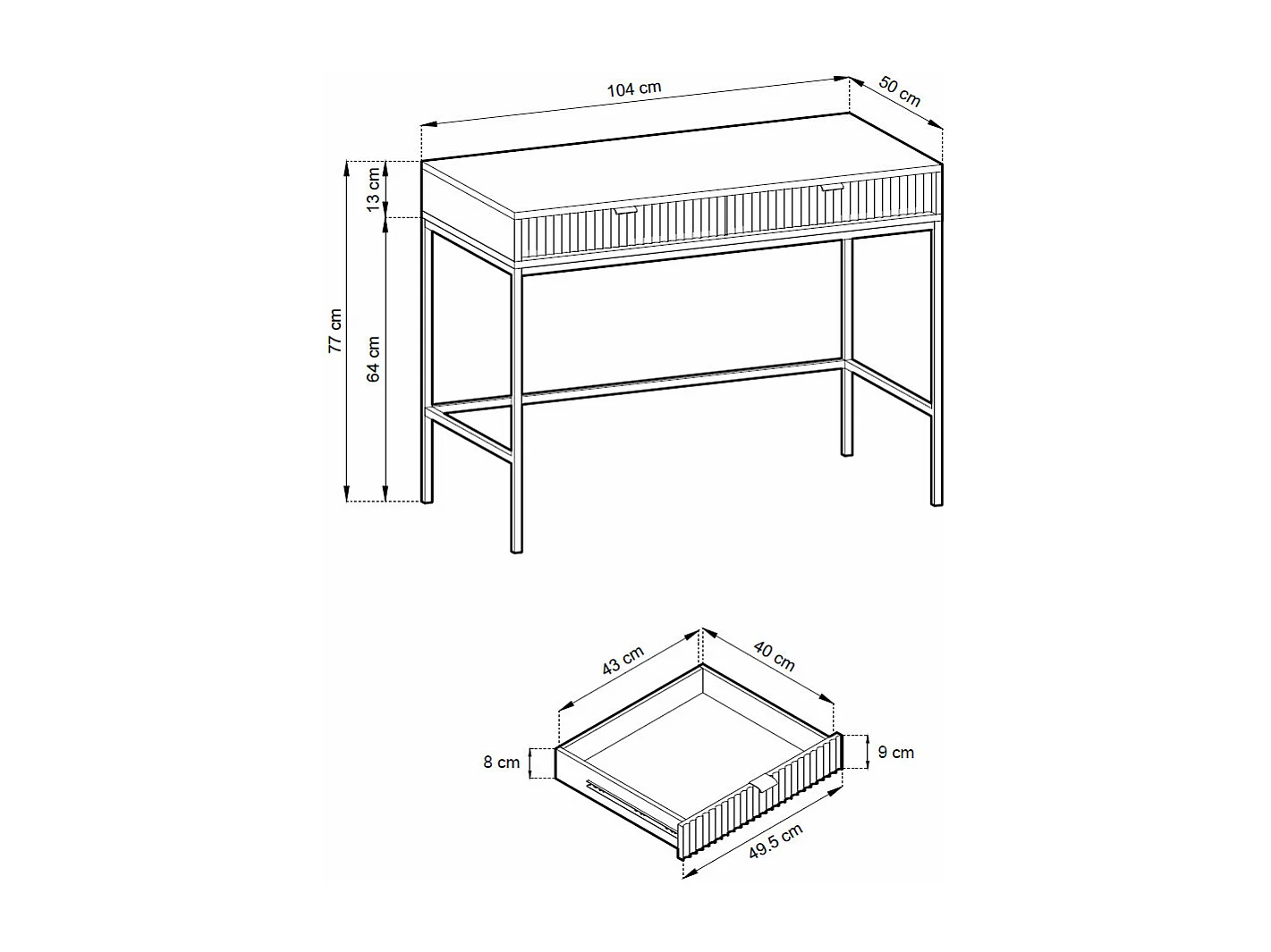 SCHREIBTISCH Nova Kaschmir / Grau 104 / 50 / 78cm