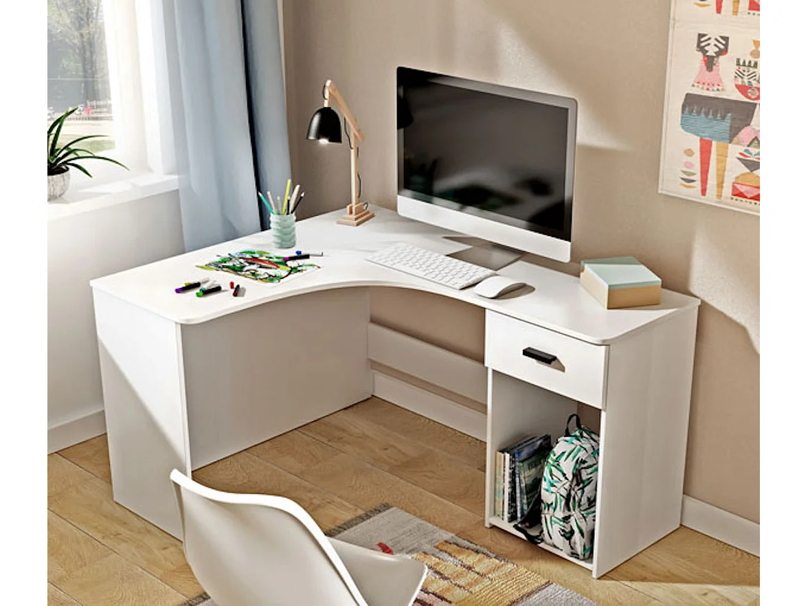 ECKSCHREIBTISCH Cheb weiß 155 / 125 / 75cm