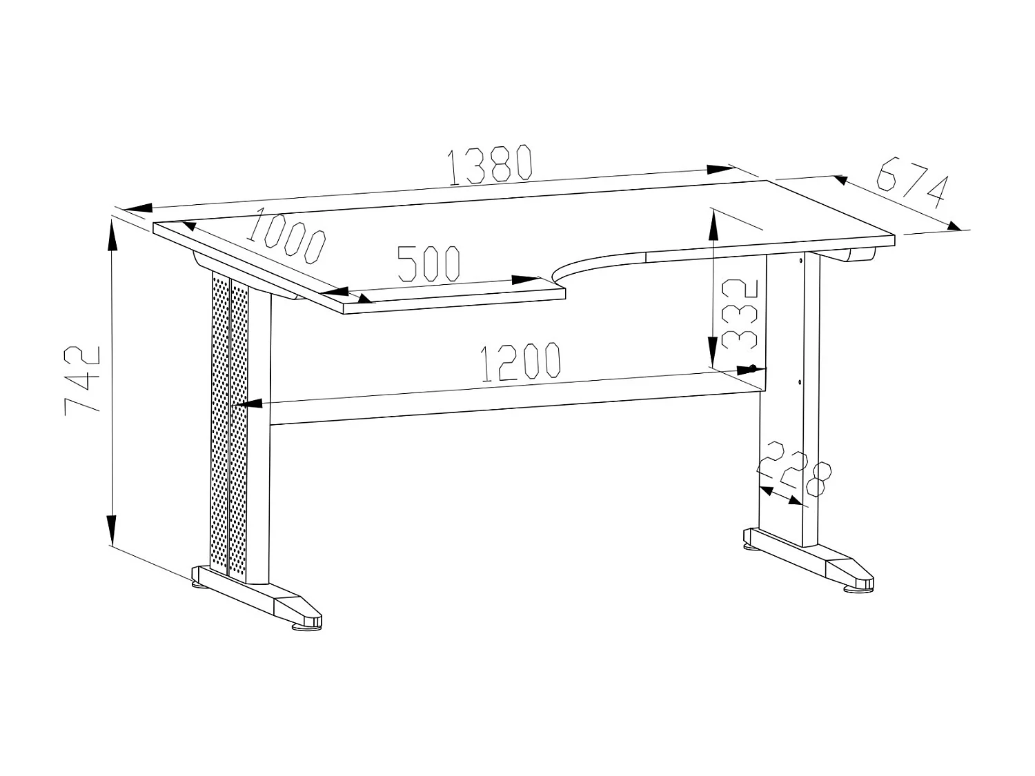 SCHREIBTISCH Optimal Sonoma Eiche hell 138 / 68-100 / 76cm
