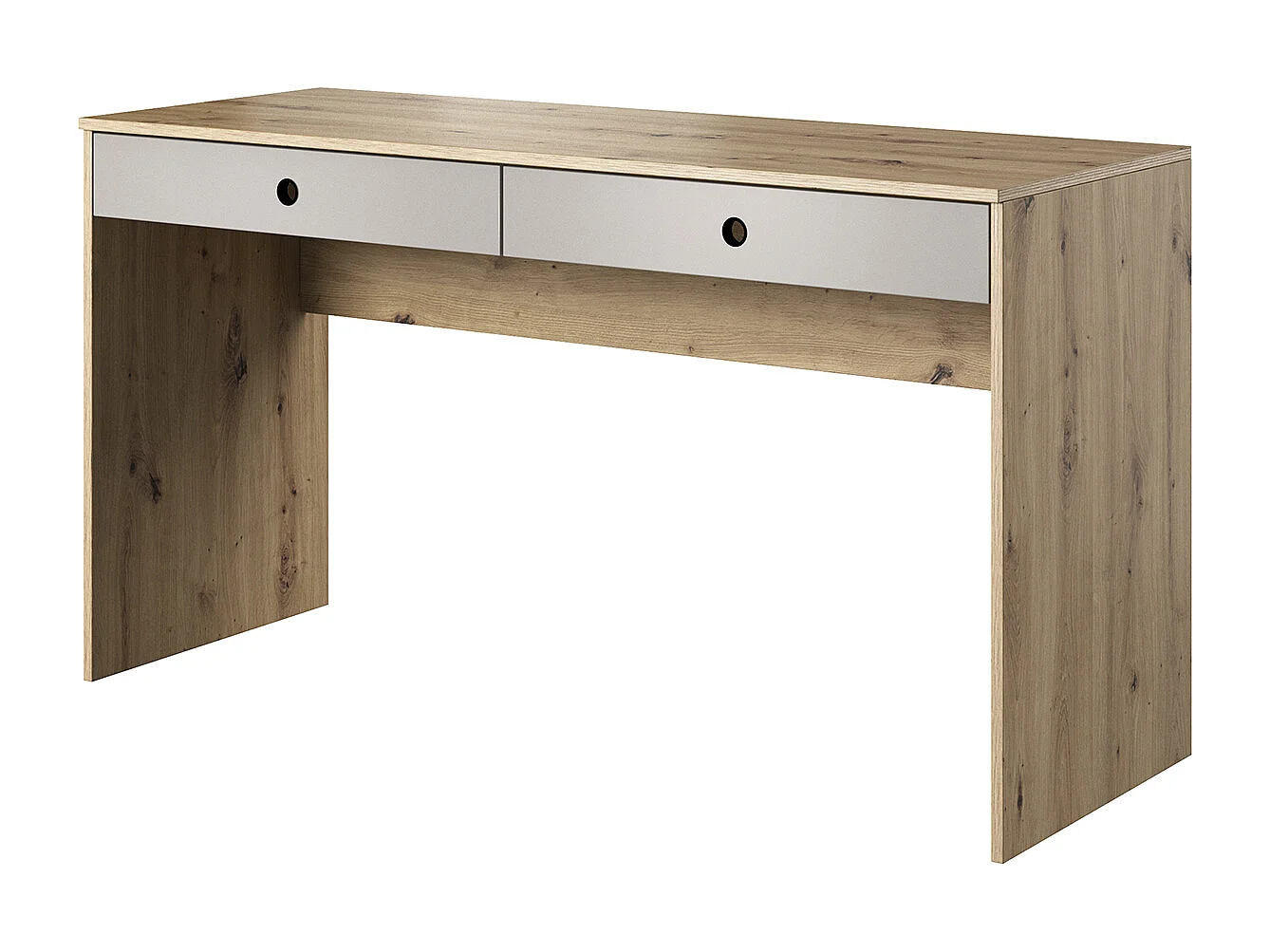 SCHREIBTISCH MIT CONTAINER Kuki Bernstein Eiche / Platingrau 2-teilig